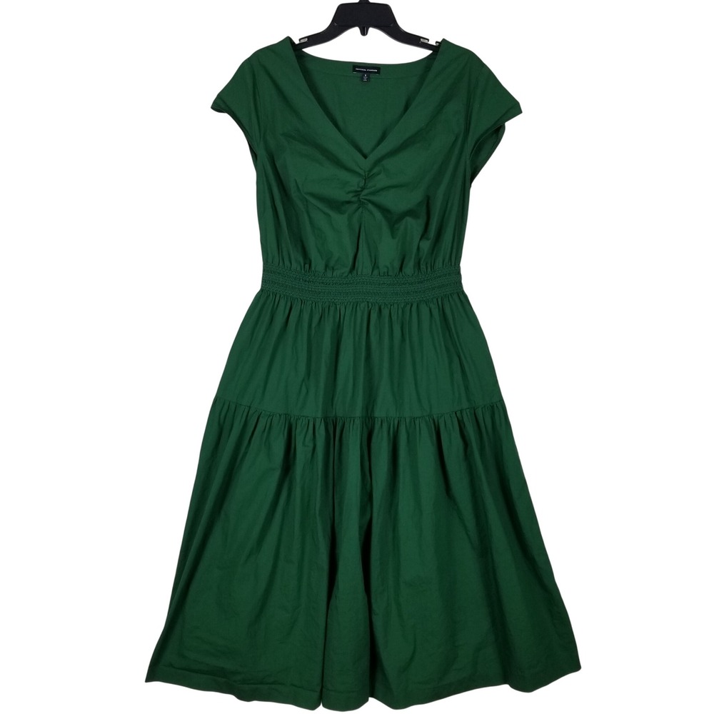 Universal Standard Midi Dress Women Size S 14-16 Green Smocked Tiered USDR1357